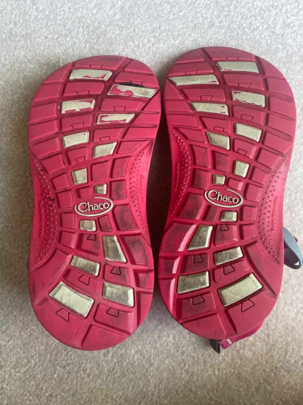 Chaco Kids’ Pink Patterned Webbing Sandals with Gray Footbeds - Picture 8 of 11